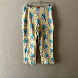 VINTAGE GOVANGO Yellow Palm Tree Vacation Beach Pants